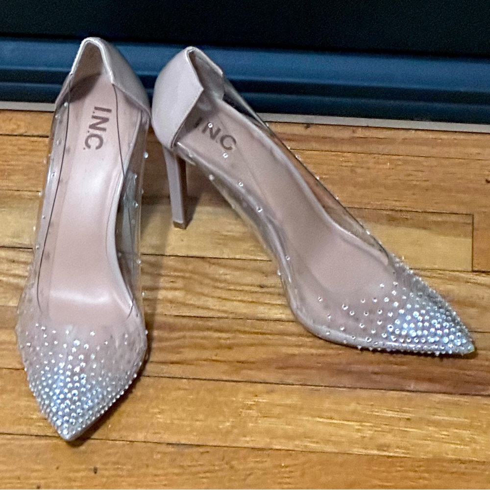 INC Clear sparkly pumps